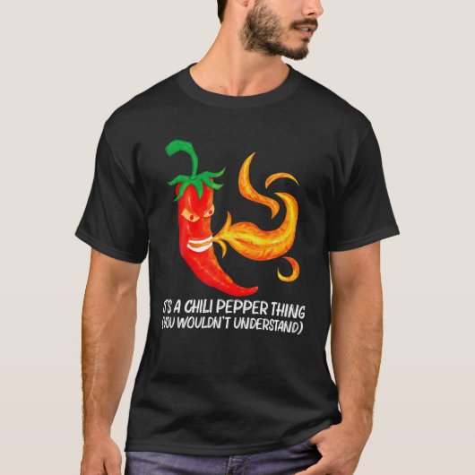 Funny Chili Pepper voor mannen Rode Spicy Flaming T-shirt (Voorkant)