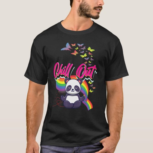Funny Chill Out Cute Panda Meditate Gra T-shirt (Voorkant)