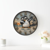 Funny Chill Vibes Only Penguin Grote Klok (Huis)