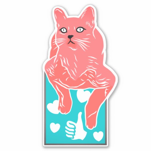 Funny Chillin Cat Pet Kat Sticker (Voorkant)