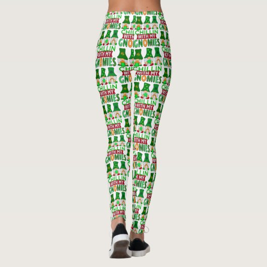 Funny Chillin met Gnomies St Patricks Day Leggings (Achterkant)