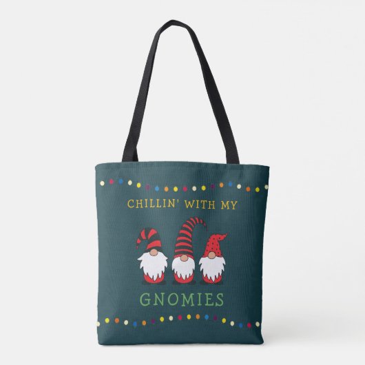 Funny Chillin' met mijn Gnomen-kerstgeweer | Tot Tote Bag (Achterkant)