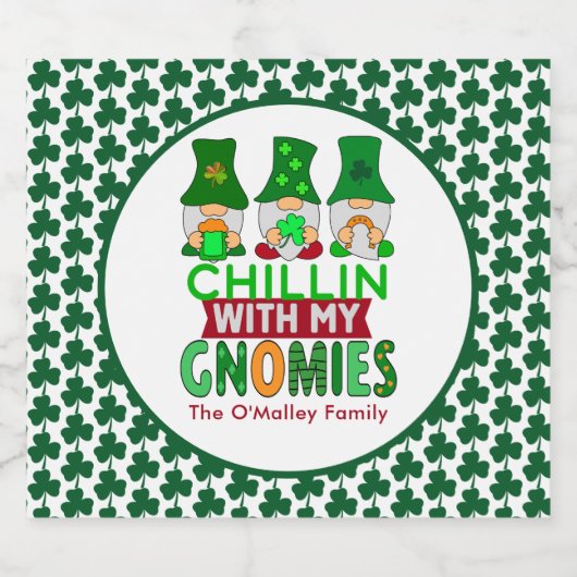 Funny Chillin met mijn Gnomies St Patricks Day Bier Etiket (Enkel label)