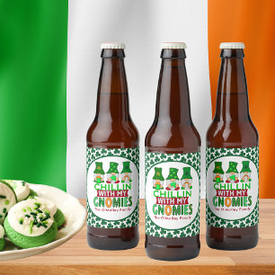 Funny Chillin met mijn Gnomies St Patricks Day Bier Etiket