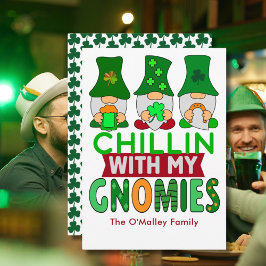 Funny Chillin met mijn Gnomies St Patricks Day Fla Kaart
