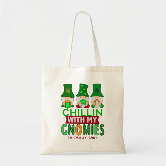 Funny Chillin met mijn Gnomies St Patricks Day Tote Bag (Voorkant)