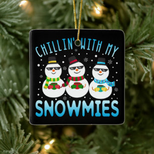 Funny Chillin met mijn Snowmies kerst Keramisch Ornament