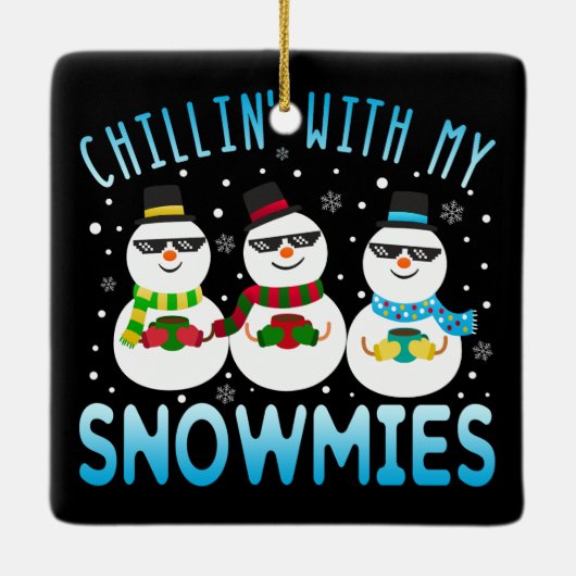 Funny Chillin met mijn Snowmies kerst Keramisch Ornament (Achterkant)