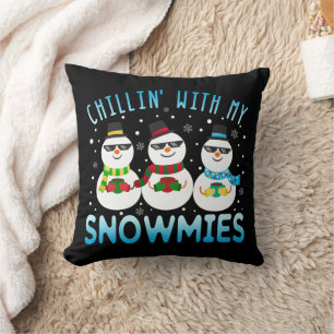Funny Chillin met mijn Snowmies kerst Kussen