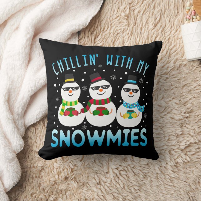 Funny Chillin met mijn Snowmies kerst Kussen (Deken)