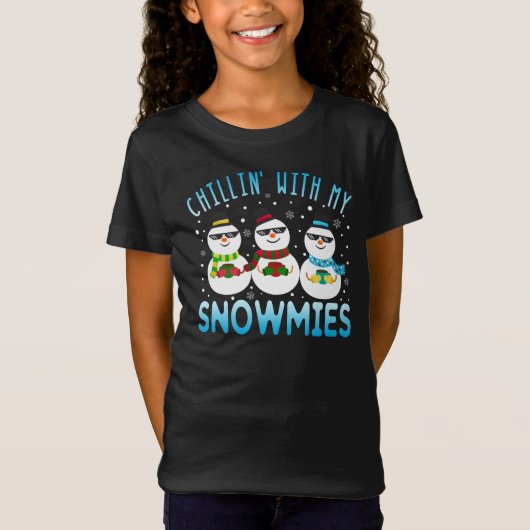 Funny Chillin met mijn Snowmies kerst T-shirt (Voorkant)