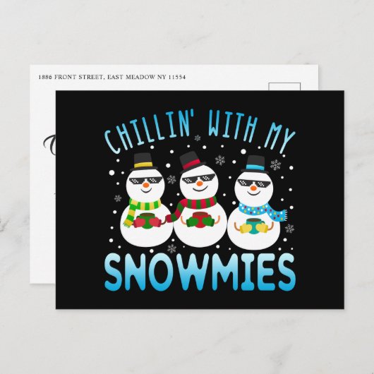 Funny Chillin met mijn Snowmies-kerstBriefkaart Briefkaart (Voorkant / Achterkant)
