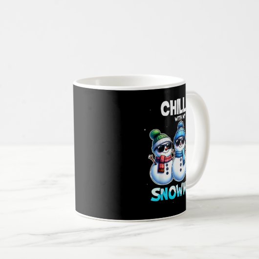 Funny Chillin With My Snowmies Christmas Snowman K Koffiemok (Voorkant rechts)