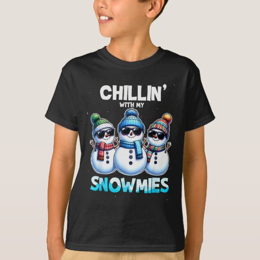 Funny Chillin With My Snowmies Christmas Snowman K T-shirt (Voorkant)