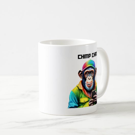 Funny-Chimp Chat-Chimpansee met telefoon- Koffiemok (Voorkant rechts)