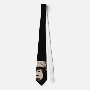 Funny Chimp in Glasses Dark Stropdas