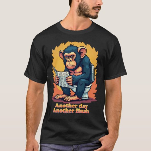 Funny Chimp Toilet Humor T-shirt (Voorkant)