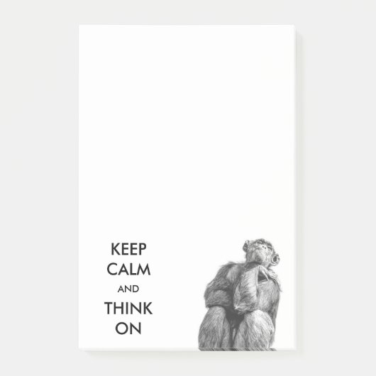 Funny Chimpansee Animal Keep Calm and Think on Post-it® Notes (Voorkant)