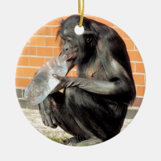 FUNNY CHIMPANZEE KERAMISCH ORNAMENT (Voorkant)