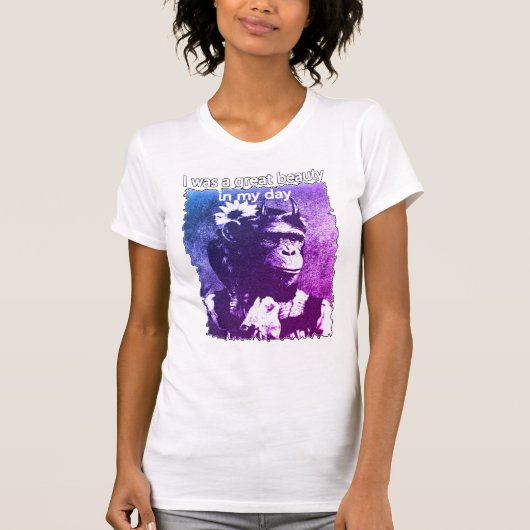 Funny Chimpanzee Old Age Joke T-shirt (Voorkant)