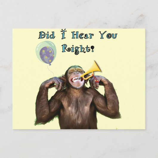 Funny Chimpanzee Over the Hill Birthday Briefkaart (Voorkant)