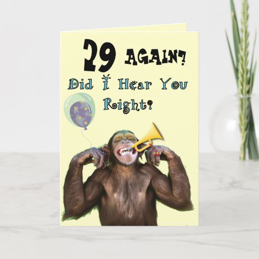 Funny Chimpanzee Over the Hill Birthday Kaart (Voorkant)
