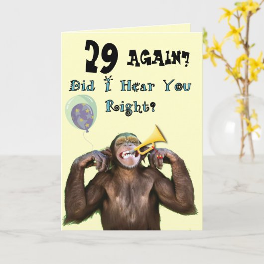 Funny Chimpanzee Over the Hill Birthday Kaart (Gele Bloem)