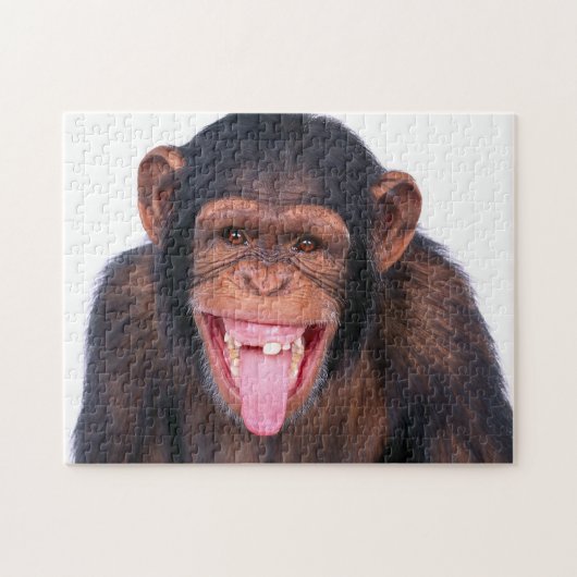 Funny Chimpanzee Portrait, Jigzaag Puzzle Legpuzzel (Horizontaal)