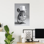 Funny Chinchilla Bathroom Print, Toilet Paper Hat Poster (Thuiskantoor)