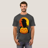 Funny Chinchilla op Pumpkin Howling op Moon Fun T-shirt (Voorkant volledig)