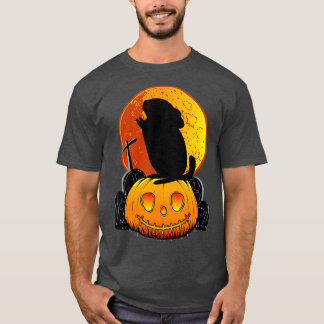 Funny Chinchilla op Pumpkin Howling op Moon Fun T-shirt