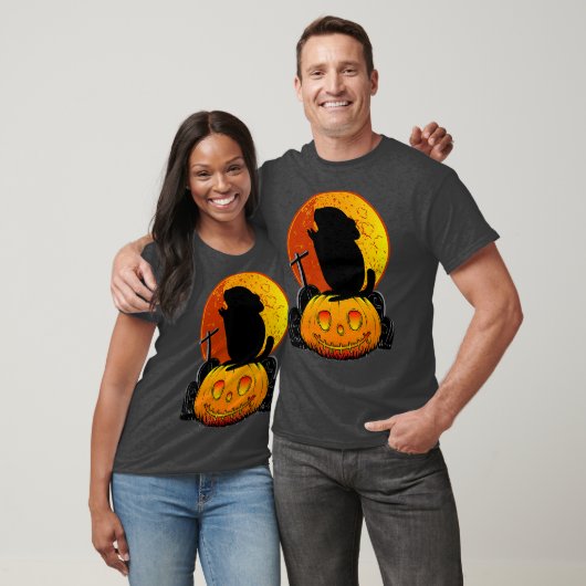 Funny Chinchilla op Pumpkin Howling op Moon Fun T-shirt (Unisex)