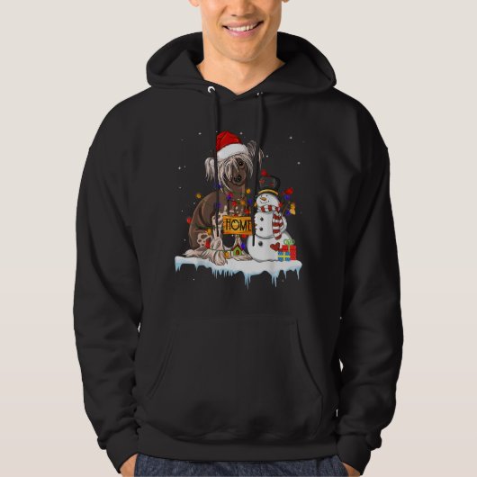Funny Chinese Crested Dog Kerstmis Snowman Xmas L Hoodie (Voorkant)