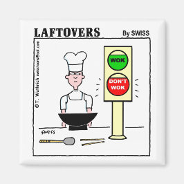 Funny Chinese Cuisine Wok Laftovers Cartoon Magneet