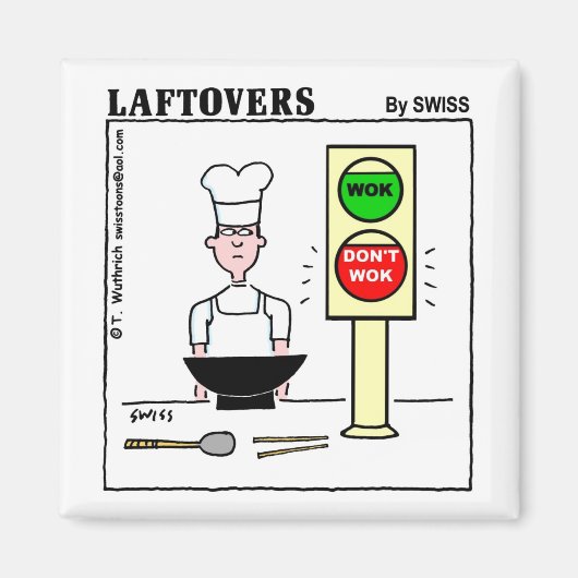 Funny Chinese Cuisine Wok Laftovers Cartoon Magneet (Voorkant)