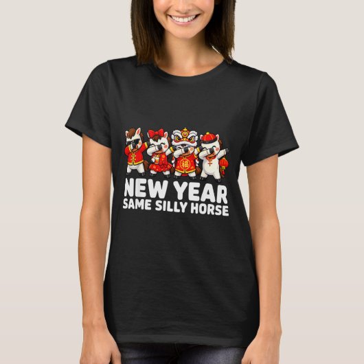 Funny Chinese Lunar New Year Same Silly Horse Dabb T-shirt (Voorkant)