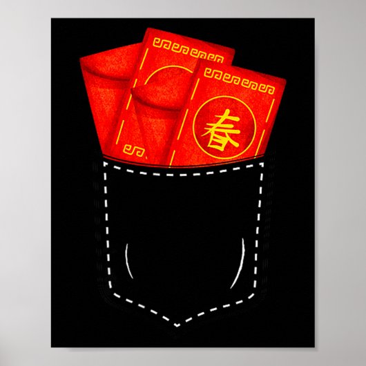 Funny Chinese New Year Fake Cket Red Envelopes Luc Poster (Voorkant)