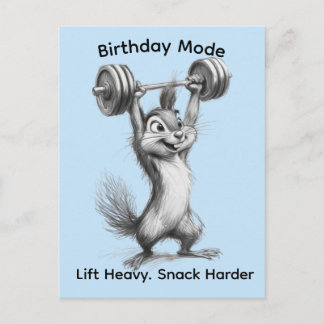 Funny Chipmunk Postcard - Birthday Mode Gym Art Briefkaart