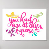 Funny Chips en Queso Mexican Party Decor Poster (Voorkant)