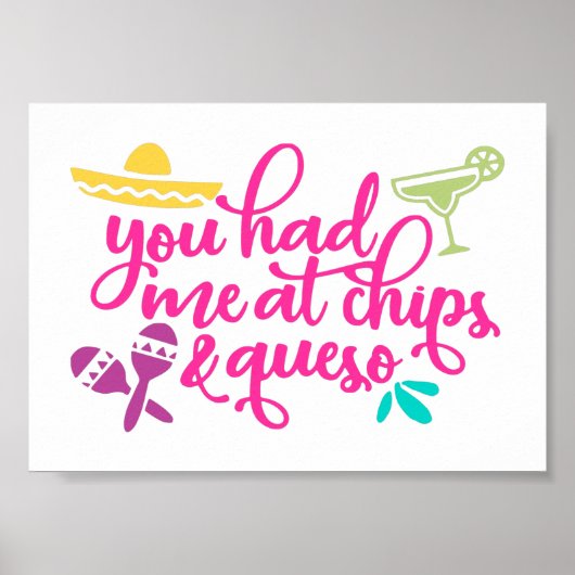 Funny Chips en Queso Mexican Party Decor Poster (Voorkant)