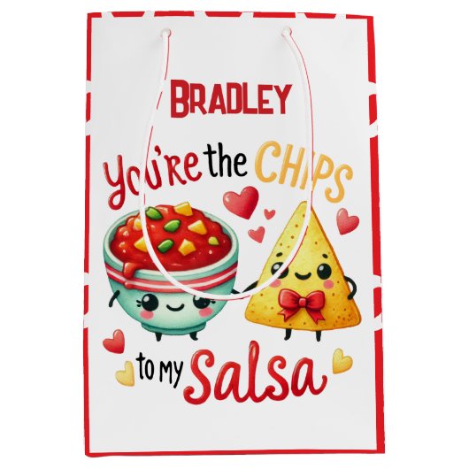 Funny Chips to My Salsa Valentine's Day Add Name Medium Cadeauzakje (Voorkant)