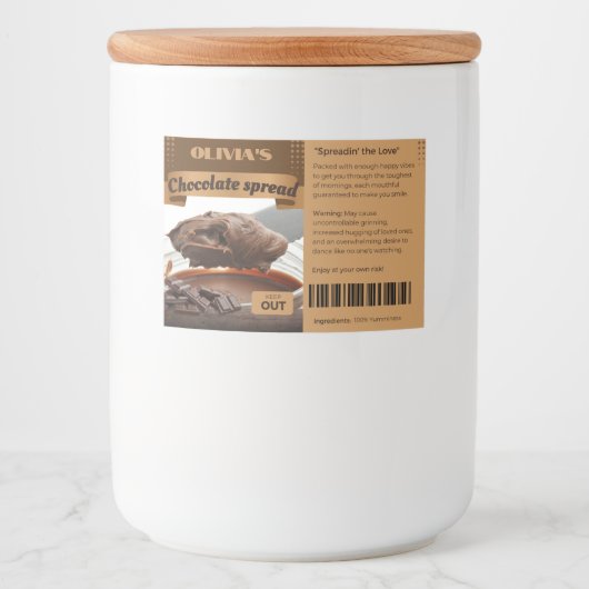 FUNNY Chocoholica noemden Chocolate Spread Labels Voedselcontainer Etiket (Voorkant)
