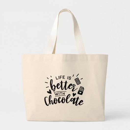 Funny Chocolate Addicate Quote Chocolate Lover Grote Tote Bag (Voorkant)