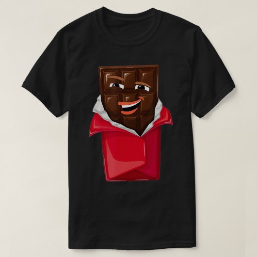 Funny Chocolate Bar met een glimlachend gezichtsko T-shirt (Design voorkant)