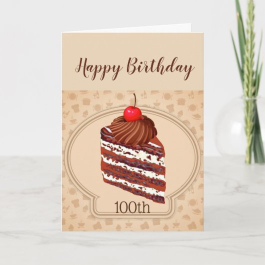 Funny Chocolate Cake 100th Birthday Card Kaart (Voorkant)