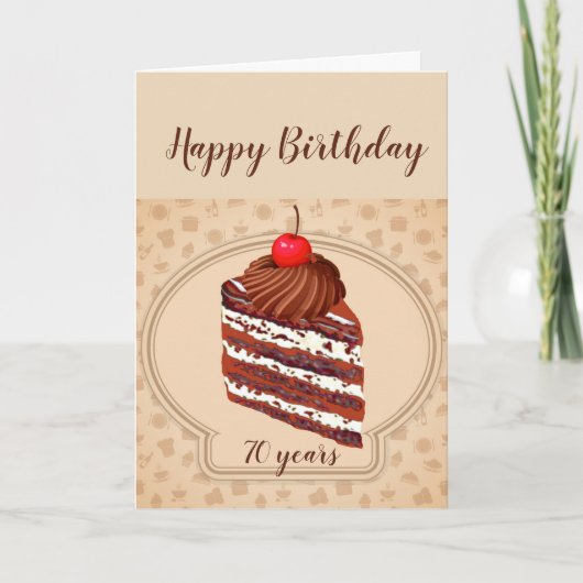 Funny Chocolate Cake 70th Birthday Card Kaart (Voorkant)
