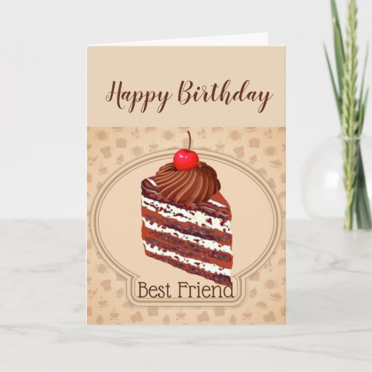 Funny Chocolate Cake Best Friend Birthday Card Kaart (Voorkant)