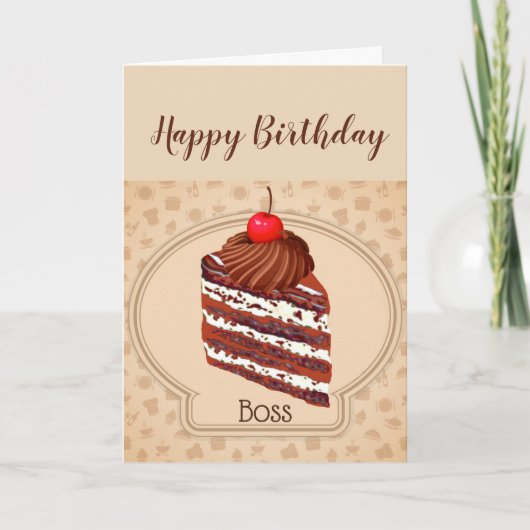 Funny Chocolate Cake Boss Birthday Card Kaart (Voorkant)