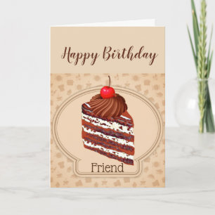 Funny Chocolate Cake Friend Birthday Card Kaart