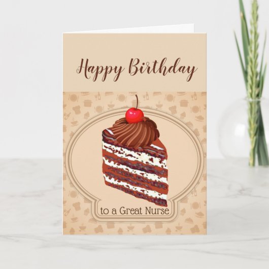 Funny Chocolate Cake Great Nurse Birthday Card Kaart (Voorkant)